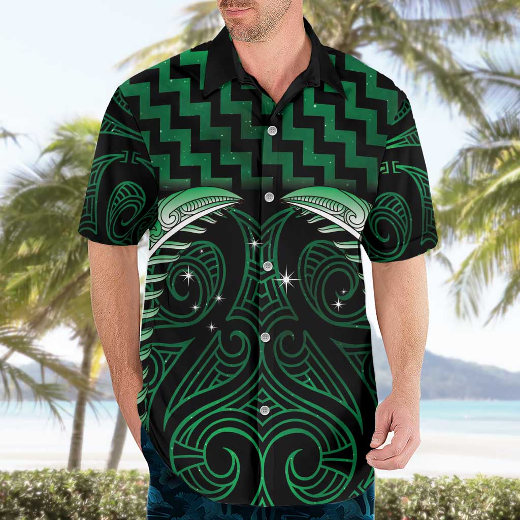 Green Matariki New Zealand Hawaiian Shirt Maori Poutama Galaxy Vibes LT14 - Polynesian Pride