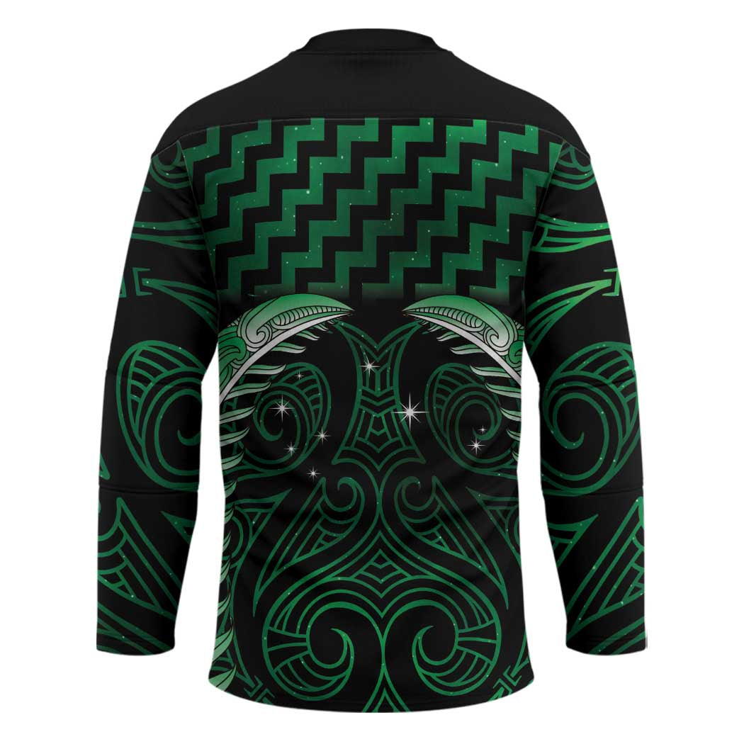 Green Matariki New Zealand Hockey Jersey Maori Poutama Galaxy Vibes - Polynesian Pride