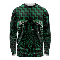 Green Matariki New Zealand Long Sleeve Shirt Maori Poutama Galaxy Vibes LT14 Unisex Green - Polynesian Pride