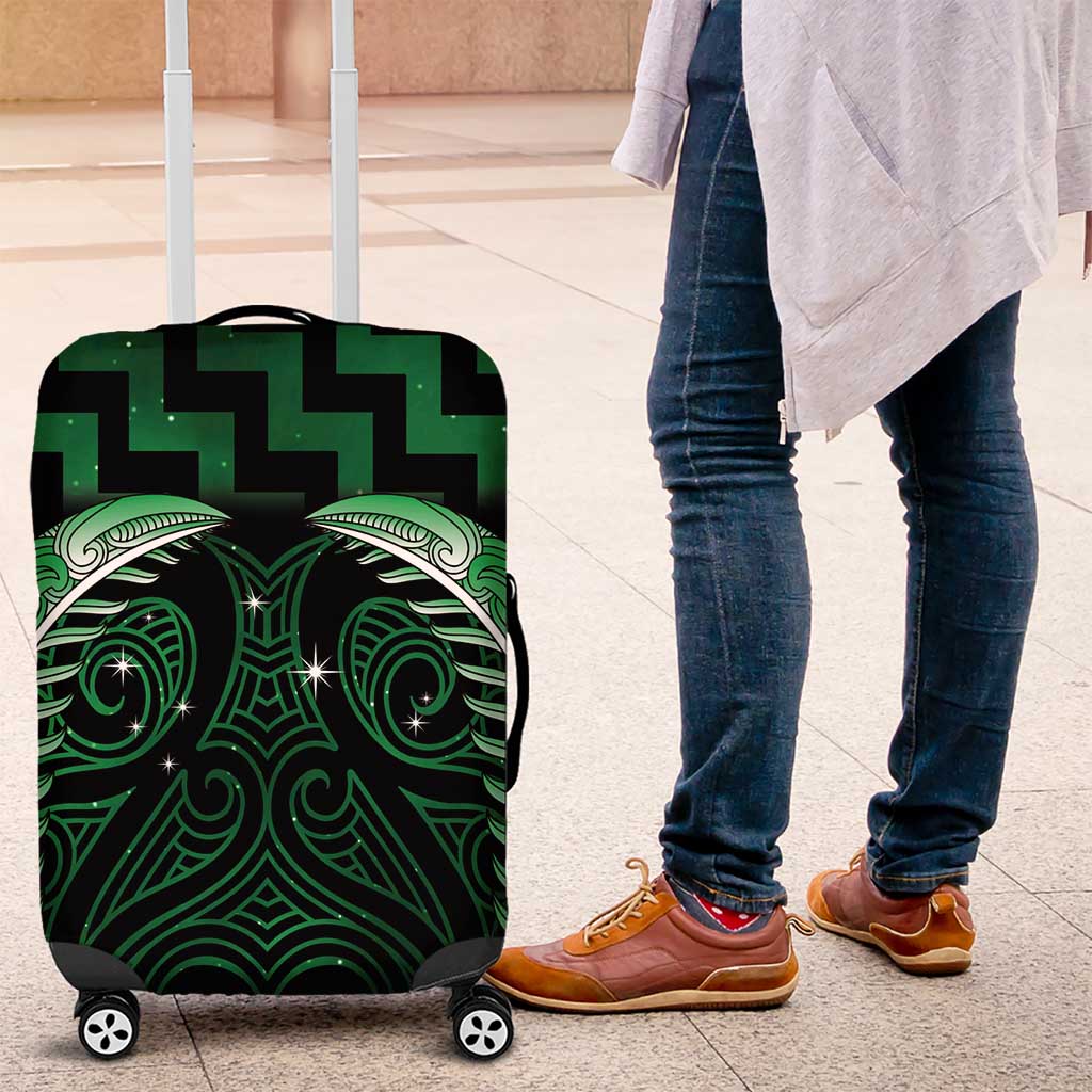 Green Matariki New Zealand Luggage Cover Maori Poutama Galaxy Vibes LT14 Green - Polynesian Pride