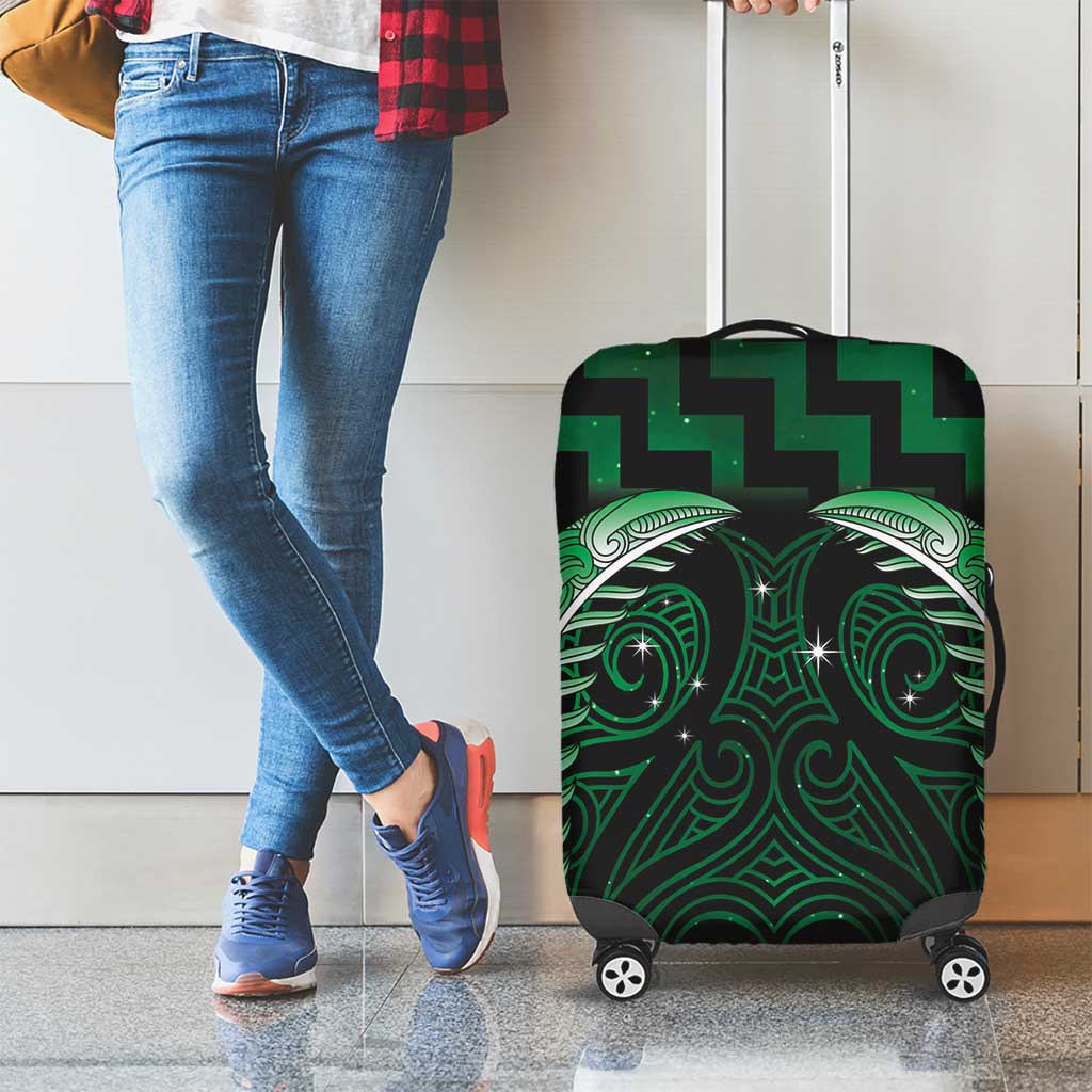 Green Matariki New Zealand Luggage Cover Maori Poutama Galaxy Vibes LT14 - Polynesian Pride