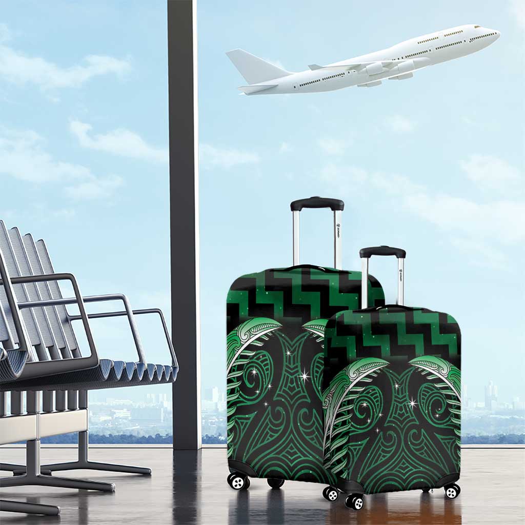 Green Matariki New Zealand Luggage Cover Maori Poutama Galaxy Vibes LT14 - Polynesian Pride