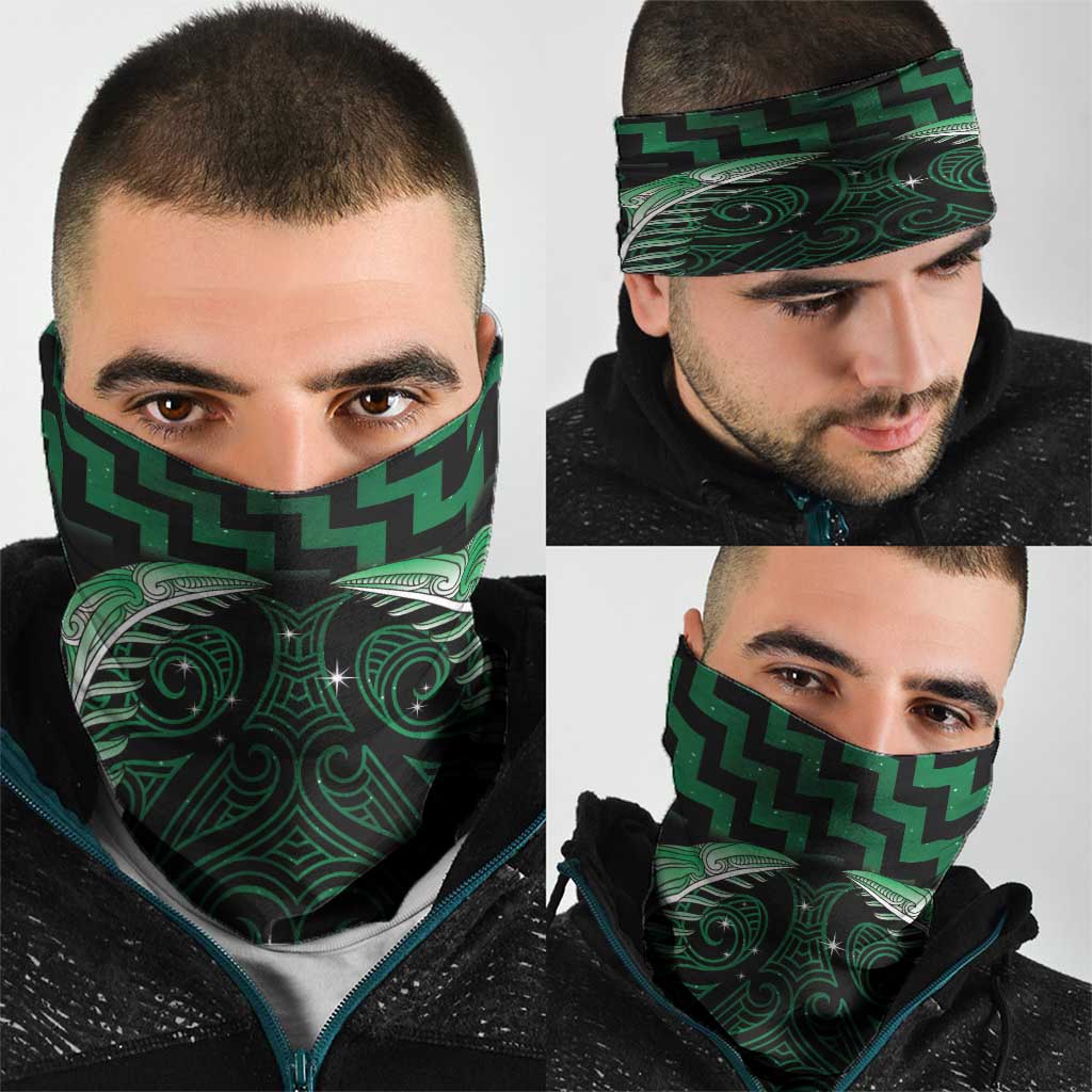 Green Matariki New Zealand Neck Gaiter Maori Poutama Galaxy Vibes - Polynesian Pride