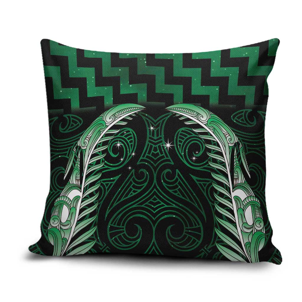 Green Matariki New Zealand Pillow Cover Maori Poutama Galaxy Vibes - Polynesian Pride