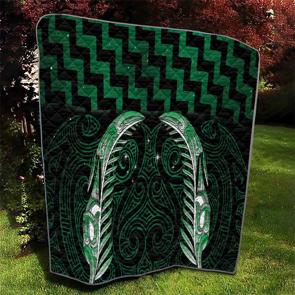 Green Matariki New Zealand Quilt Maori Poutama Galaxy Vibes LT14 - Polynesian Pride