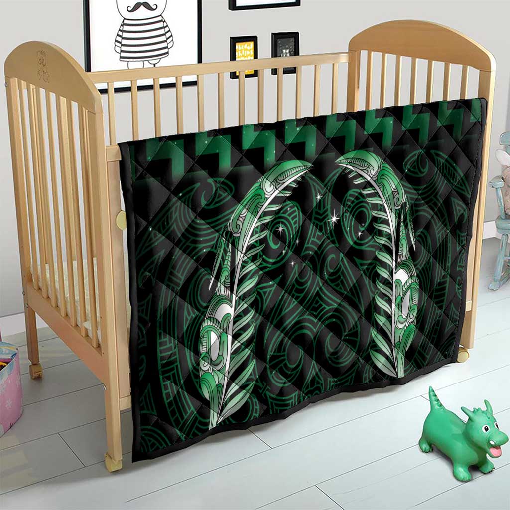 Green Matariki New Zealand Quilt Maori Poutama Galaxy Vibes LT14 - Polynesian Pride
