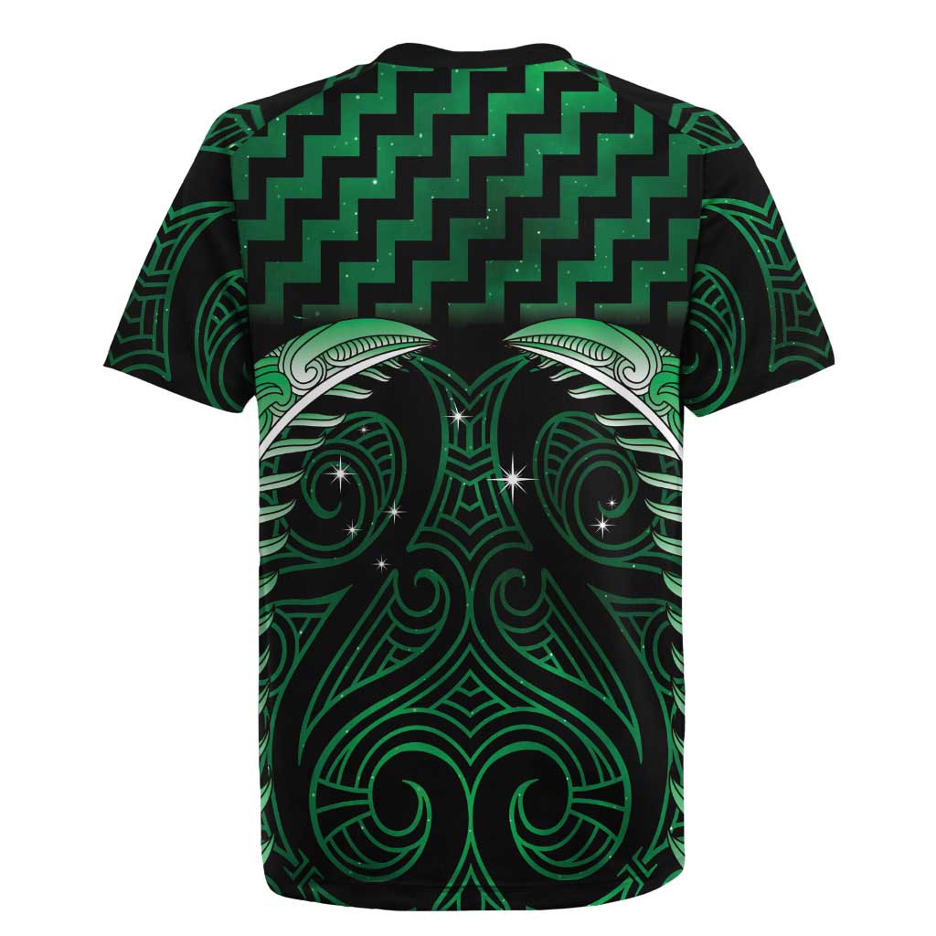 Green Matariki New Zealand Rugby Jersey Maori Poutama Galaxy Vibes LT14 - Polynesian Pride