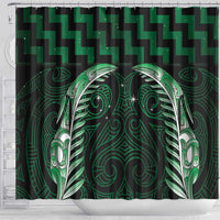 Green Matariki New Zealand Shower Curtain Maori Poutama Galaxy Vibes LT14 - Polynesian Pride