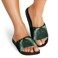 Green Matariki New Zealand Slide Sandals Maori Poutama Galaxy Vibes - Polynesian Pride