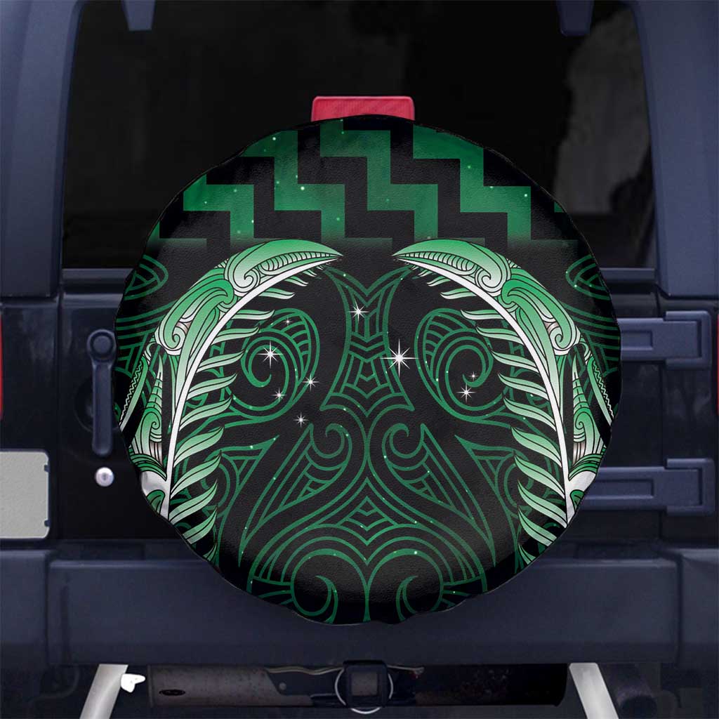 Green Matariki New Zealand Spare Tire Cover Maori Poutama Galaxy Vibes LT14 No hole Green - Polynesian Pride