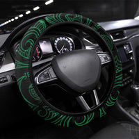 Green Matariki New Zealand Steering Wheel Cover Maori Poutama Galaxy Vibes LT14 Universal Fit Green - Polynesian Pride