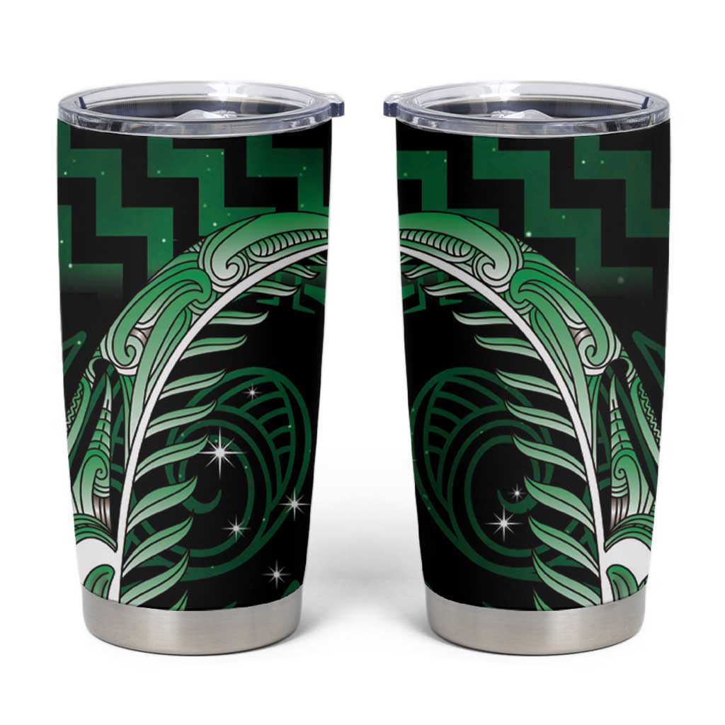 Green Matariki New Zealand Tumbler Cup Maori Poutama Galaxy Vibes LT14 Green - Polynesian Pride