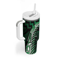 Green Matariki New Zealand Tumbler With Handle Maori Poutama Galaxy Vibes LT14 - Polynesian Pride