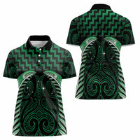 Green Matariki New Zealand Women Polo Shirt Maori Poutama Galaxy Vibes