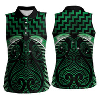 Green Matariki New Zealand Women Sleeveless Polo Shirt Maori Poutama Galaxy Vibes