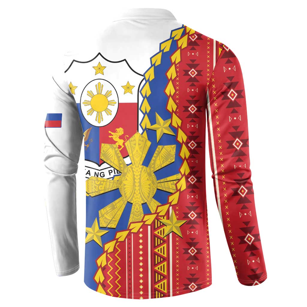 Philippines Independence Day Button Sweatshirt Pilipinas Sun Stars Igorot Pattern