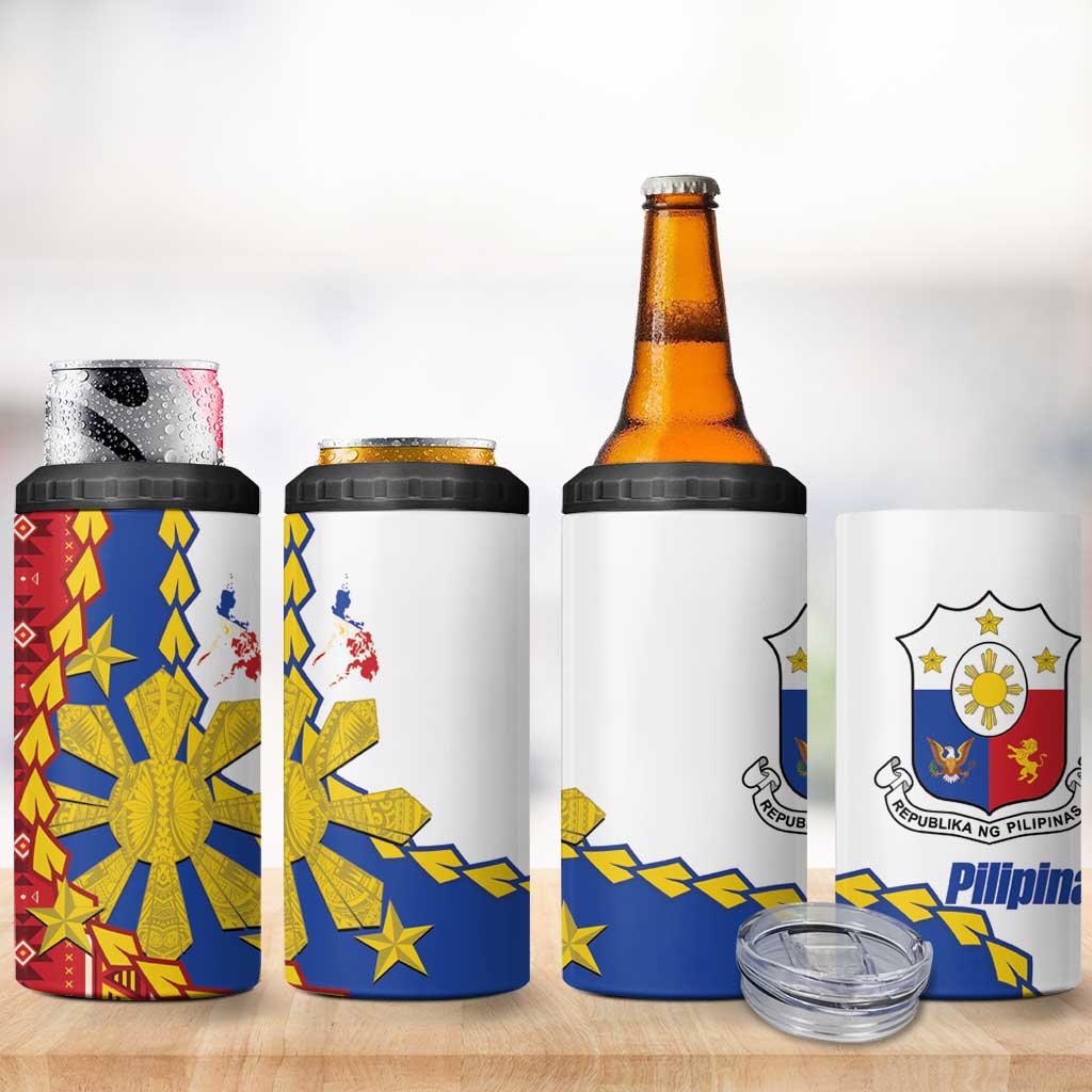 Philippines Independence Day 4 in 1 Can Cooler Tumbler Pilipinas Sun Stars Igorot Pattern LT14 - Polynesian Pride