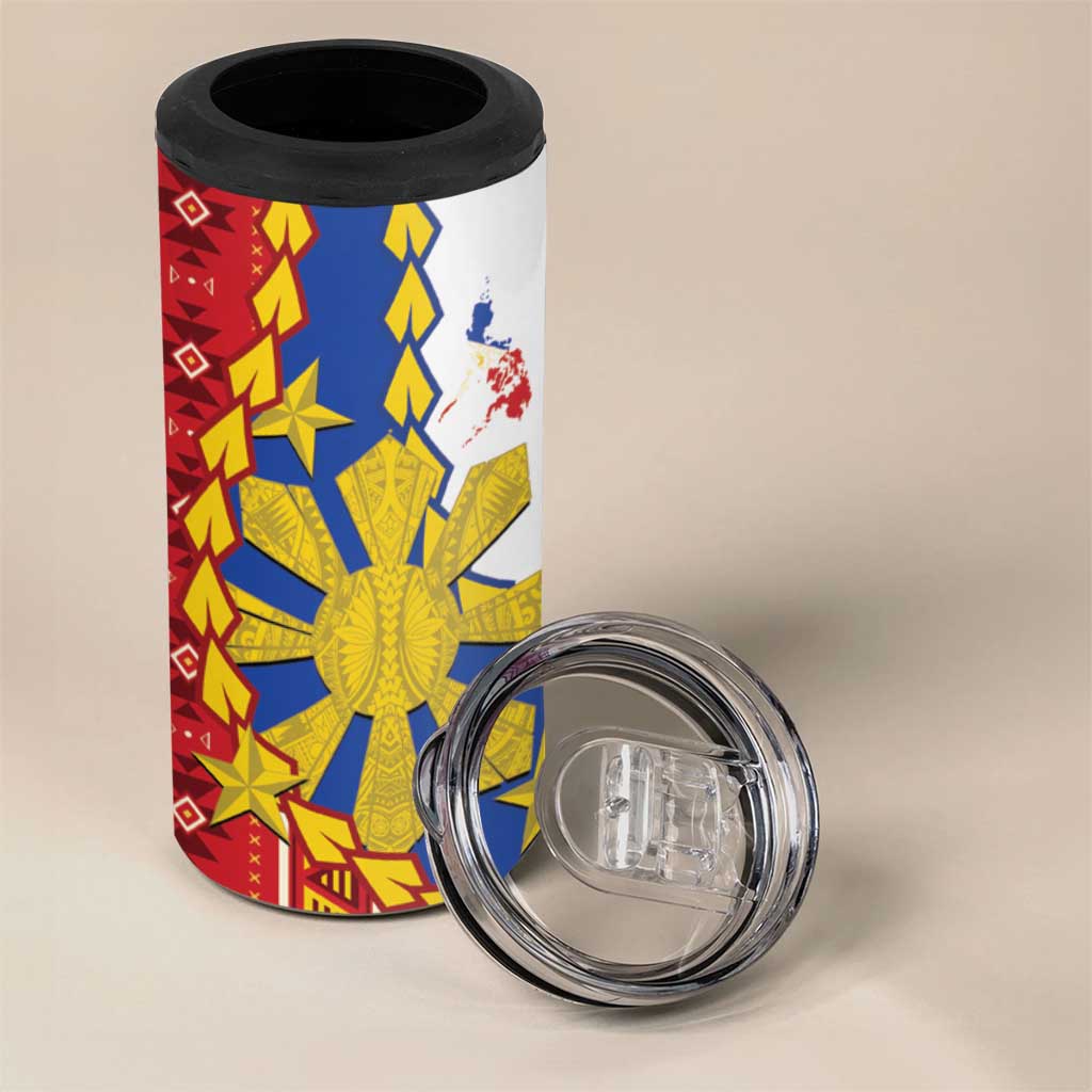 Philippines Independence Day 4 in 1 Can Cooler Tumbler Pilipinas Sun Stars Igorot Pattern LT14 - Polynesian Pride