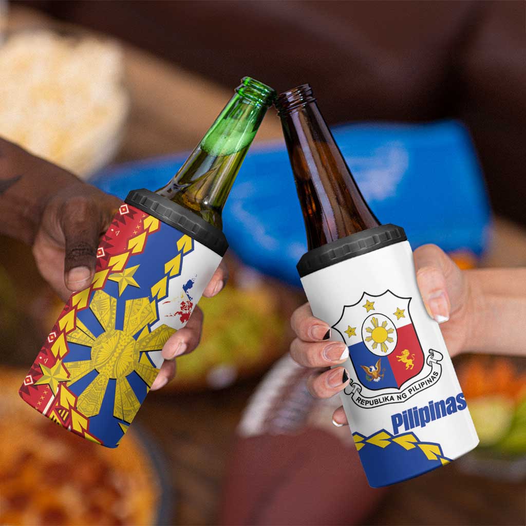 Philippines Independence Day 4 in 1 Can Cooler Tumbler Pilipinas Sun Stars Igorot Pattern LT14 - Polynesian Pride
