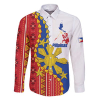 Philippines Independence Day Family Matching Short Sleeve Bodycon Dress and Hawaiian Shirt Pilipinas Sun Stars Igorot Pattern LT14 Dad's Shirt - Long Sleeve Red - Polynesian Pride