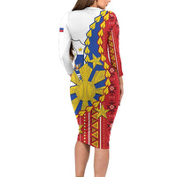 Philippines Independence Day Long Sleeve Bodycon Dress Pilipinas Sun Stars Igorot Pattern