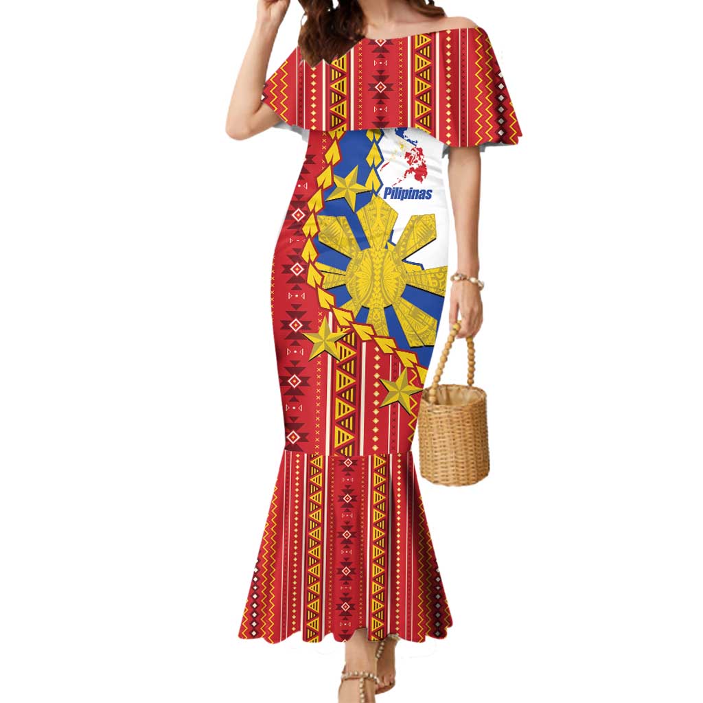 Philippines Independence Day Mermaid Dress Pilipinas Sun Stars Igorot Pattern