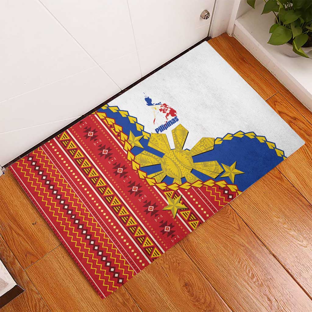 Philippines Independence Day Rubber Doormat Pilipinas Sun Stars Igorot Pattern