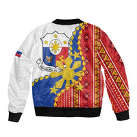 Philippines Independence Day Sleeve Zip Bomber Jacket Pilipinas Sun Stars Igorot Pattern