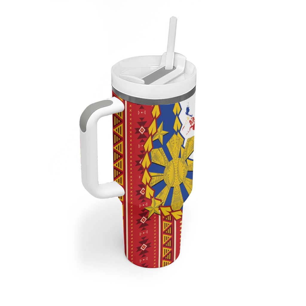Philippines Independence Day Tumbler With Handle Pilipinas Sun Stars Igorot Pattern LT14 - Polynesian Pride