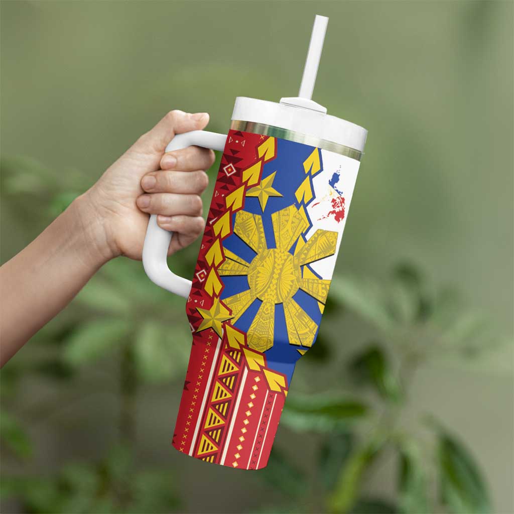 Philippines Independence Day Tumbler With Handle Pilipinas Sun Stars Igorot Pattern LT14 - Polynesian Pride