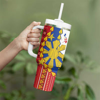 Philippines Independence Day Tumbler With Handle Pilipinas Sun Stars Igorot Pattern LT14 - Polynesian Pride