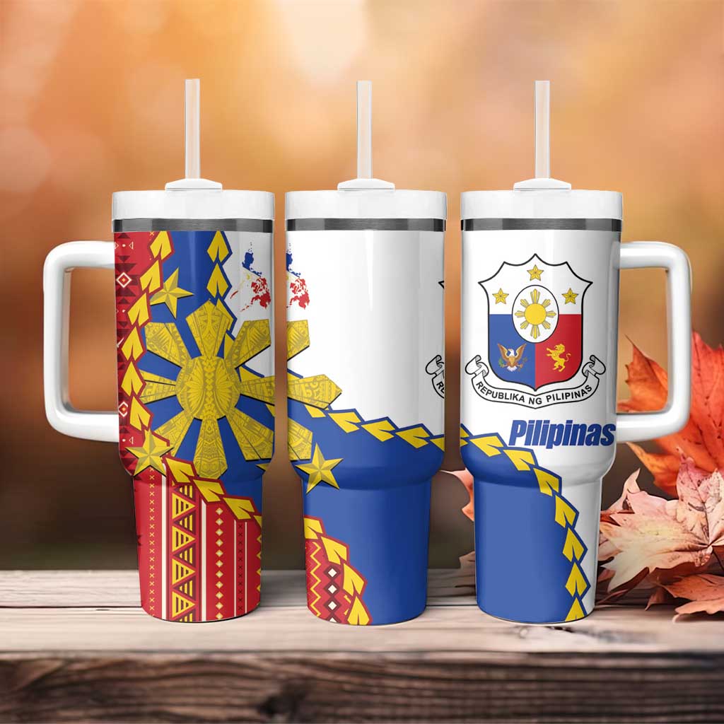 Philippines Independence Day Tumbler With Handle Pilipinas Sun Stars Igorot Pattern LT14 - Polynesian Pride