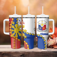 Philippines Independence Day Tumbler With Handle Pilipinas Sun Stars Igorot Pattern LT14 - Polynesian Pride