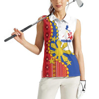 Philippines Independence Day Women Sleeveless Polo Shirt Pilipinas Sun Stars Igorot Pattern