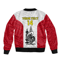 Personalised New Caledonia Football Sleeve Zip Bomber Jacket Polynesian Pattern Sporty Style LT14 - Polynesian Pride