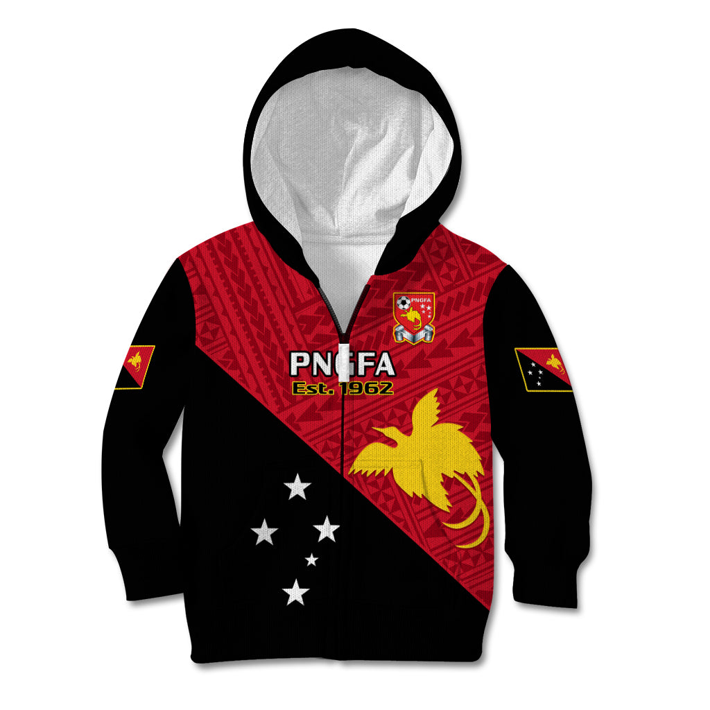 Papua New Guinea Football Kid Hoodie Go PNG Polynesian Pattern Sporty Style LT14 Zip Hoodie Red - Polynesian Pride