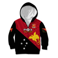 Personalised Papua New Guinea Football Kid Hoodie Go PNG Polynesian Pattern Sporty Style LT14 Zip Hoodie Red - Polynesian Pride