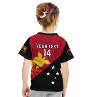 Personalised Papua New Guinea Football Kid T Shirt Go PNG Polynesian Pattern Sporty Style LT14 - Polynesian Pride