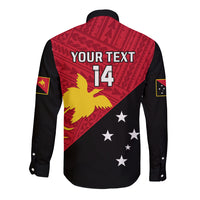 Personalised Papua New Guinea Football Long Sleeve Button Shirt Go PNG Polynesian Pattern Sporty Style LT14 - Polynesian Pride