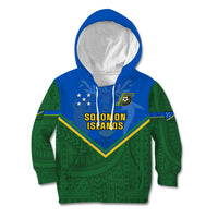 Solomon Islands Football Kid Hoodie Polynesian Pattern Sporty Style LT14 Hoodie Green - Polynesian Pride