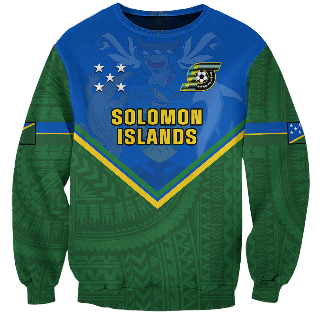 Solomon Islands Football Sweatshirt Polynesian Pattern Sporty Style LT14 Unisex Green - Polynesian Pride
