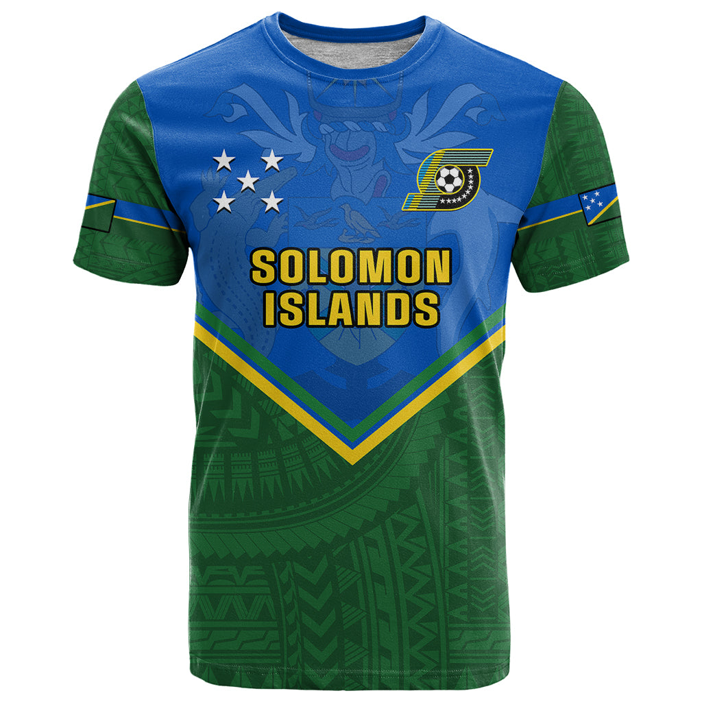 Solomon Islands Football T Shirt Polynesian Pattern Sporty Style LT14 Green - Polynesian Pride