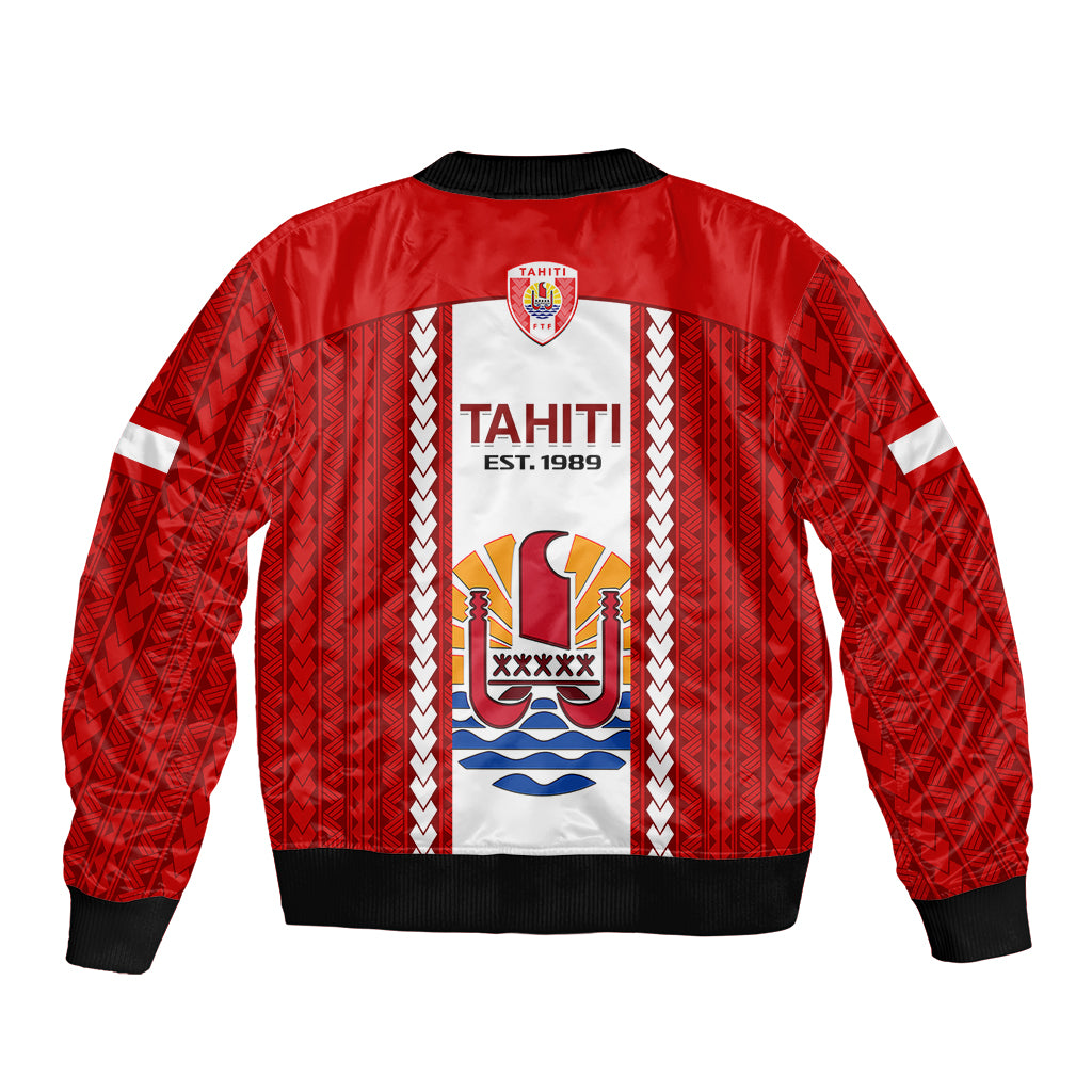 Tahitian Football Bomber Jacket Tahiti Coat Of Arm Polynesian Sporty Style LT14 - Polynesian Pride