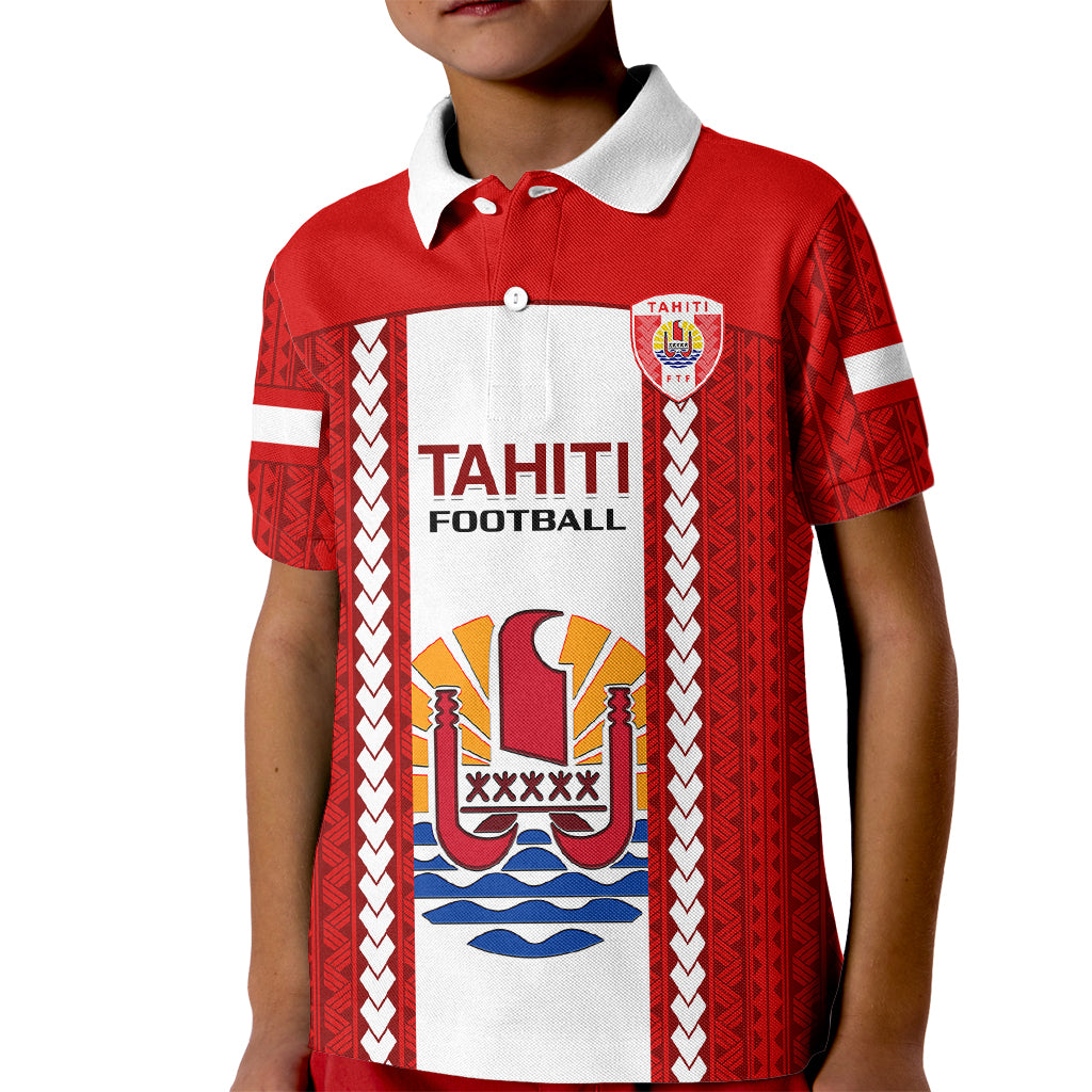 Tahitian Football Kid Polo Shirt Tahiti Coat Of Arm Polynesian Sporty Style LT14 Kid Red - Polynesian Pride