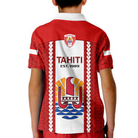 Tahitian Football Kid Polo Shirt Tahiti Coat Of Arm Polynesian Sporty Style LT14 - Polynesian Pride