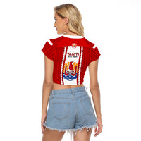 Tahitian Football Raglan Cropped T Shirt Tahiti Coat Of Arm Polynesian Sporty Style LT14 - Polynesian Pride