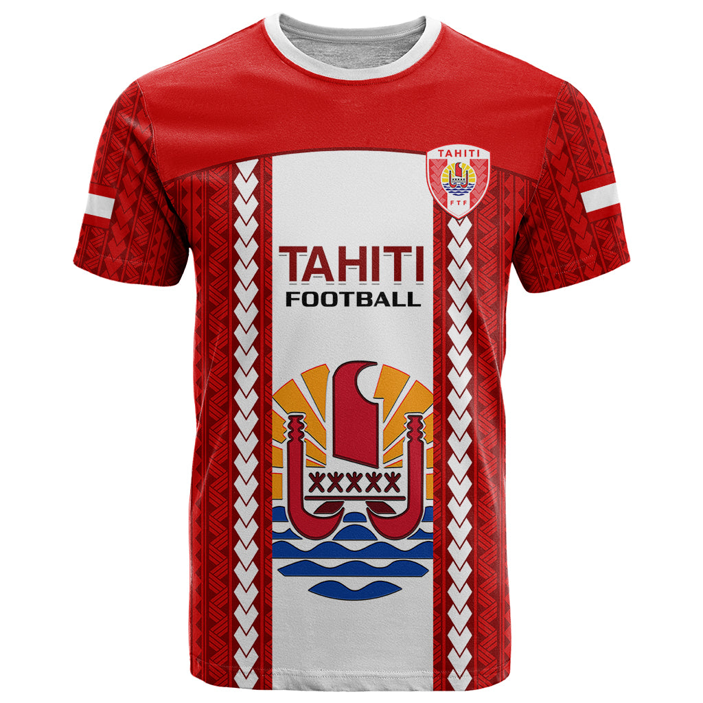 Tahitian Football T Shirt Tahiti Coat of Arm Polynesian Sporty Style LT14 Red - Polynesian Pride