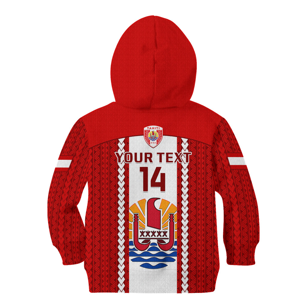 Personalised Tahitian Football Kid Hoodie Tahiti Coat Of Arm Polynesian Sporty Style LT14 - Polynesian Pride