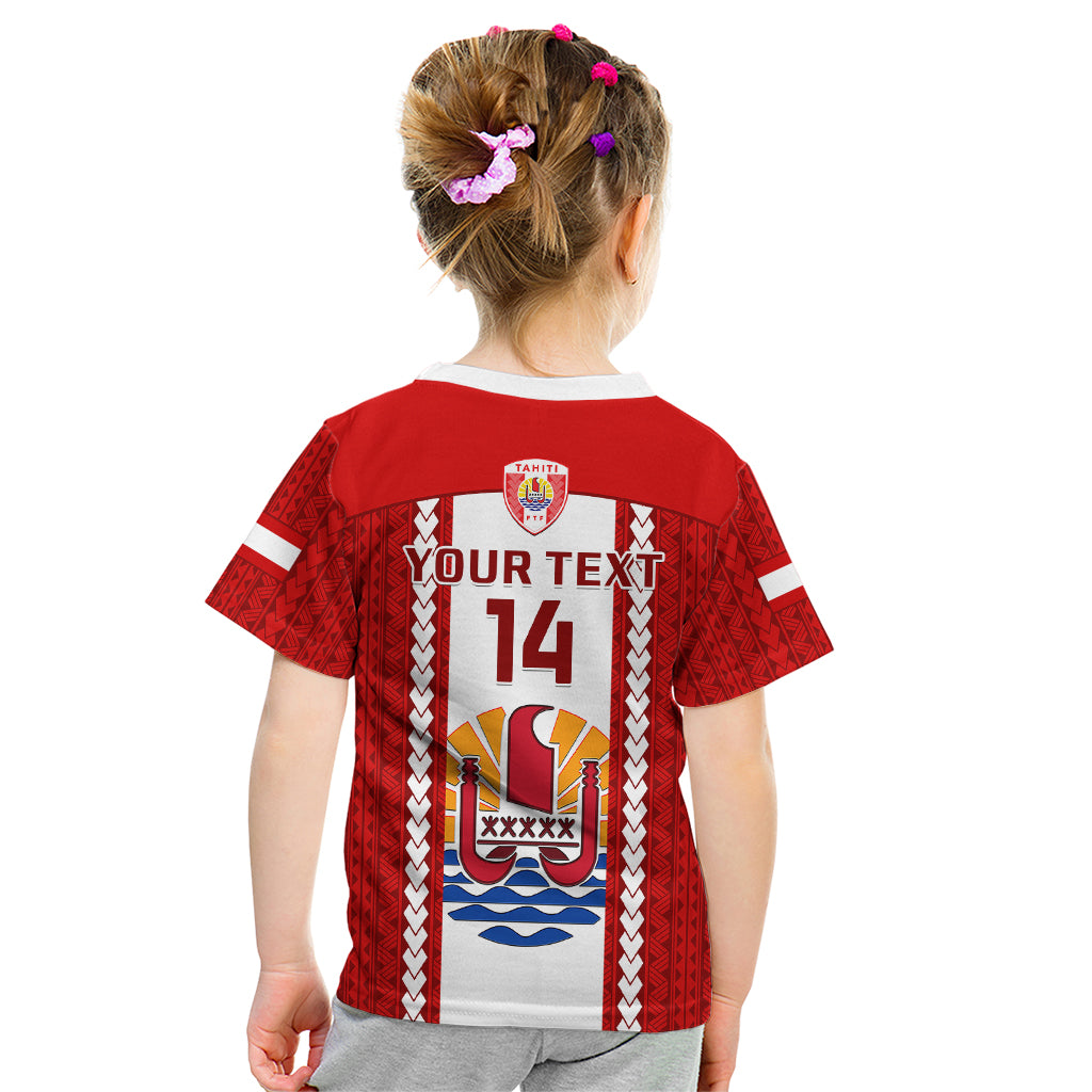 Personalised Tahitian Football Kid T Shirt Tahiti Coat Of Arm Polynesian Sporty Style LT14 - Polynesian Pride