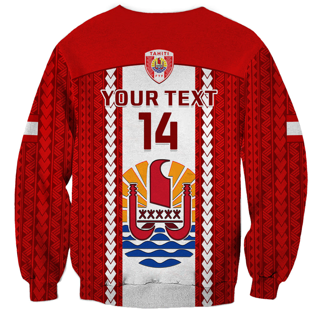 Personalised Tahitian Football Sweatshirt Tahiti Coat Of Arm Polynesian Sporty Style LT14 - Polynesian Pride